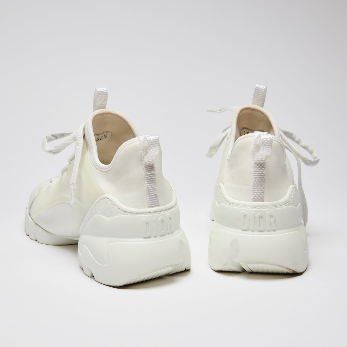 Pre-Loved White Technical Fabric and Rubber Lace Up Sneakers(back)