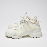 Pre-Loved White Technical Fabric and Rubber Lace Up Sneakers(side)