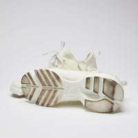 Pre-Loved White Technical Fabric and Rubber Lace Up Sneakers(bottom)