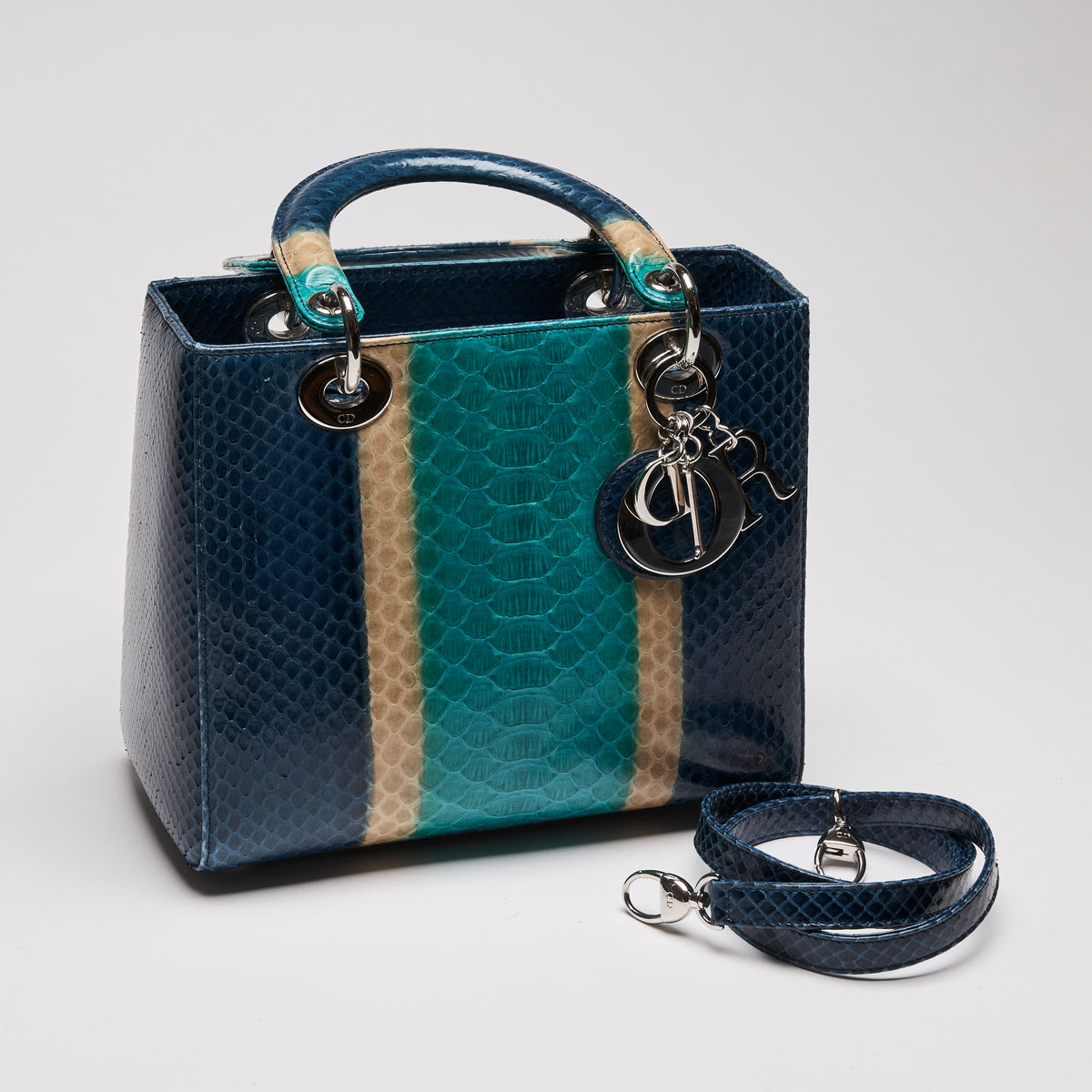 Dior Lady Dior Blue/Green Python Shoulder Bag – Luxury Finds