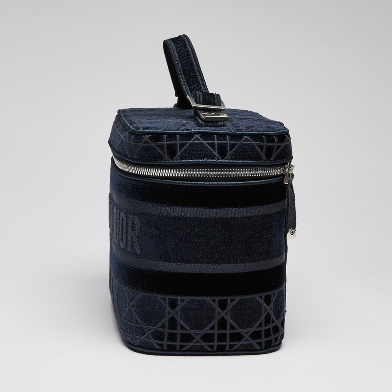 Dior Velvet  Cannage Vanity Case Blue