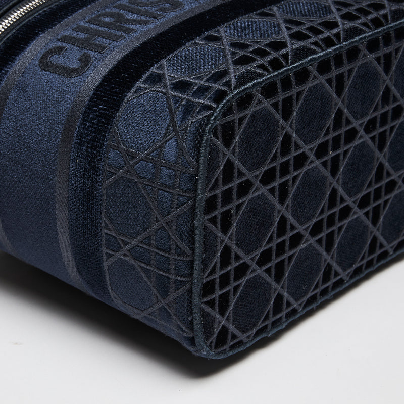 Dior Velvet  Cannage Vanity Case Blue