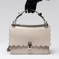 Fendi Smooth Leather Grey Kan I Scalloped Shoulder Bag