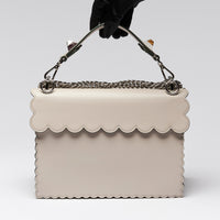 Fendi Smooth Leather Grey Kan I Scalloped Shoulder Bag