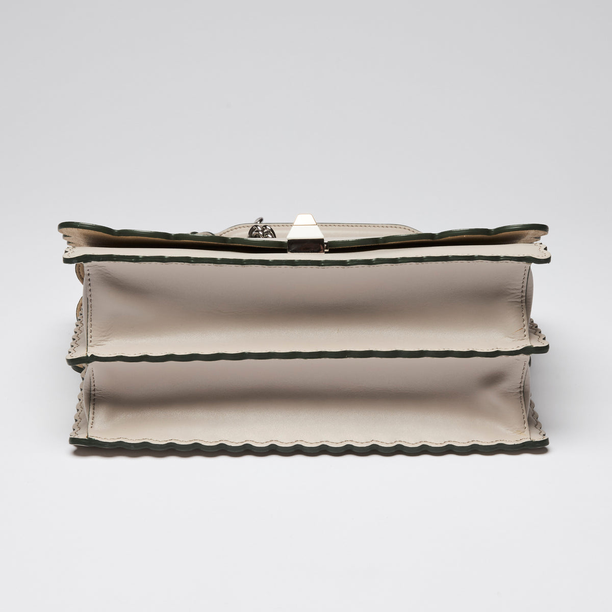 Fendi Smooth Leather Grey Kan I Scalloped Shoulder Bag