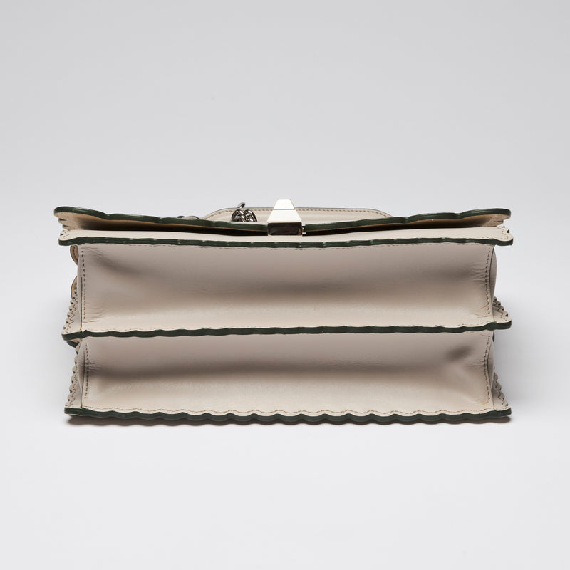 Fendi Smooth Leather Grey Kan I Scalloped Shoulder Bag