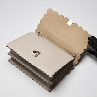 Fendi Smooth Leather Grey Kan I Scalloped Shoulder Bag