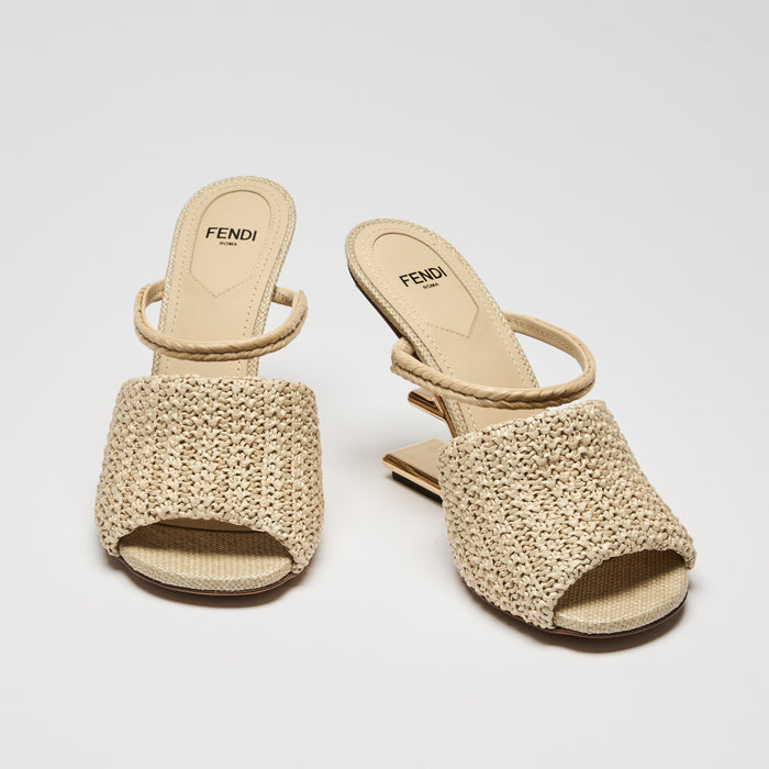 Fendi Beige Raffia Intreccio Band Sandal Size 36