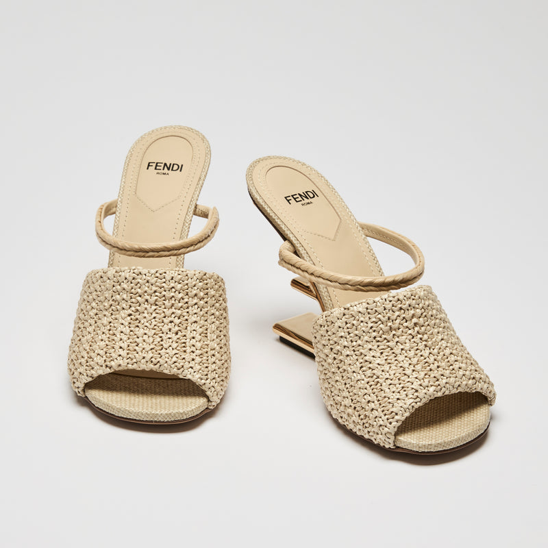 Fendi Beige Raffia Intreccio Band Sandal Size 36