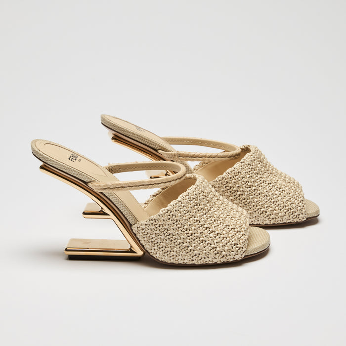 Fendi Beige Raffia Intreccio Band Sandal Size 36