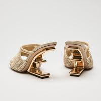 Fendi Beige Raffia Intreccio Band Sandal Size 36