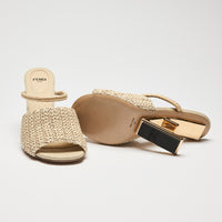 Fendi Beige Raffia Intreccio Band Sandal Size 36