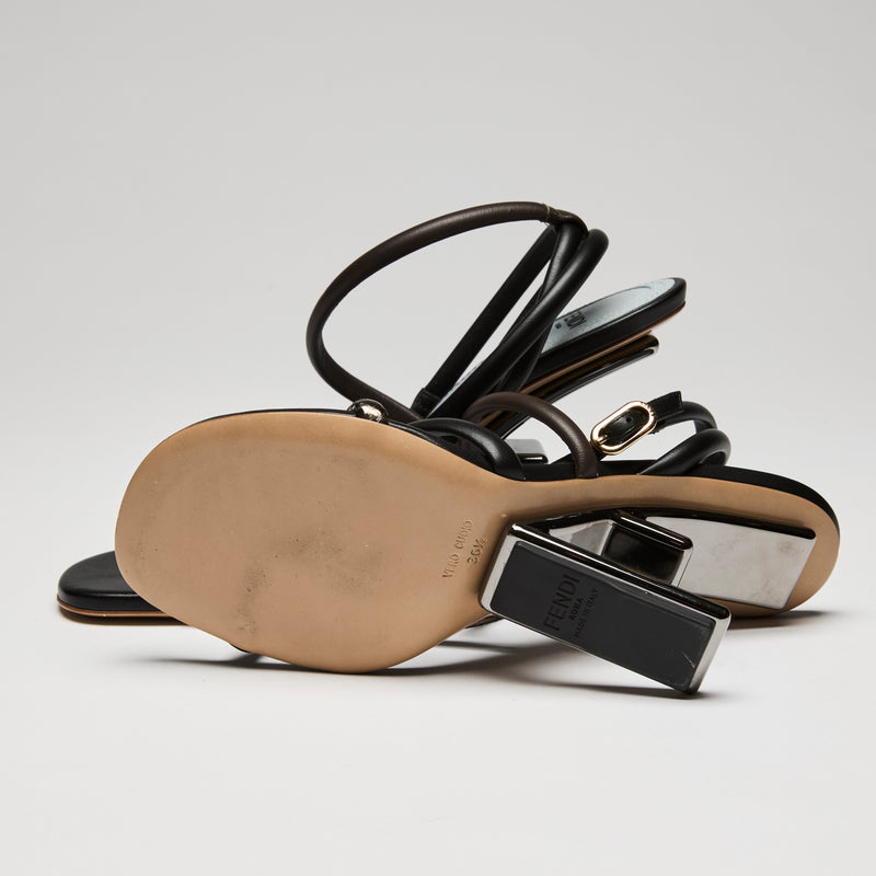 Fendi "Fendi First" Leather Sandals, Size 36.5