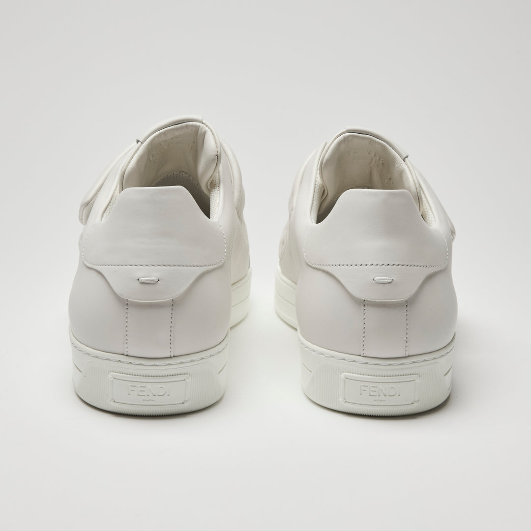 Fendi Men's White Calf Leather FF Strap Sneakers Size 9.5