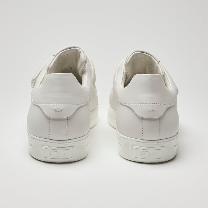 Fendi Men's White Calf Leather FF Strap Sneakers Size 9.5