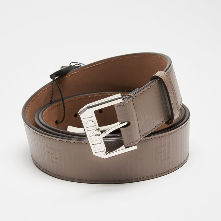 Fendi Taupe Debossed Calf Leather Edge Belt Size 105