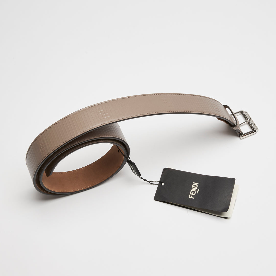 Fendi Taupe Debossed Calf Leather Edge Belt Size 105