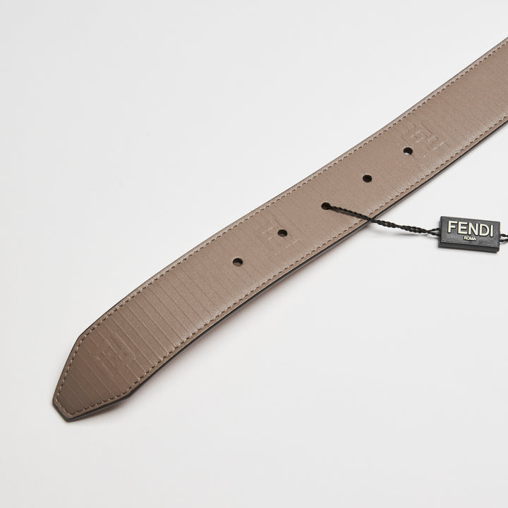 Fendi Taupe Debossed Calf Leather Edge Belt Size 105