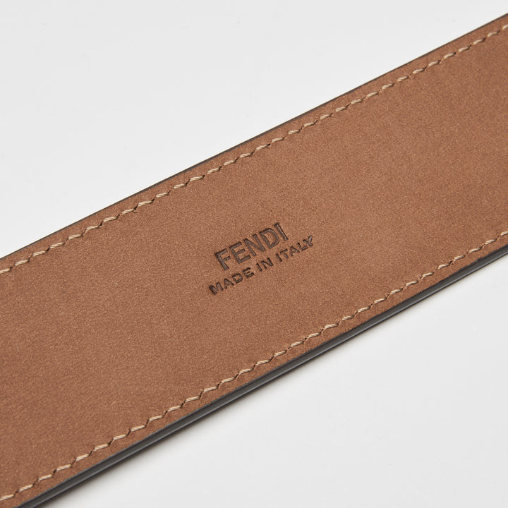 Fendi Taupe Debossed Calf Leather Edge Belt Size 105
