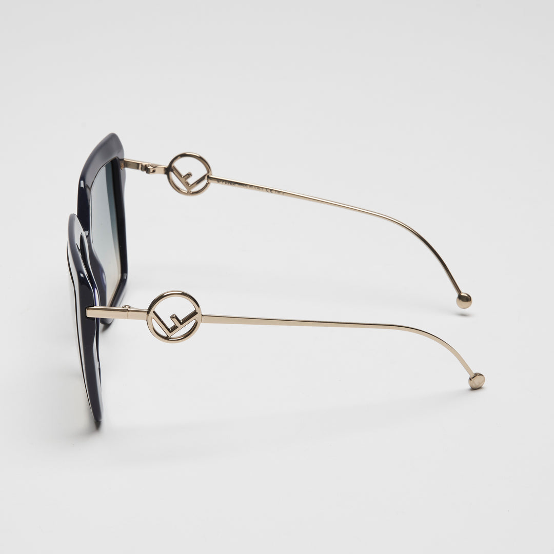 Fendi Navy Blue FF Gradient Square Frame Sunglasses
