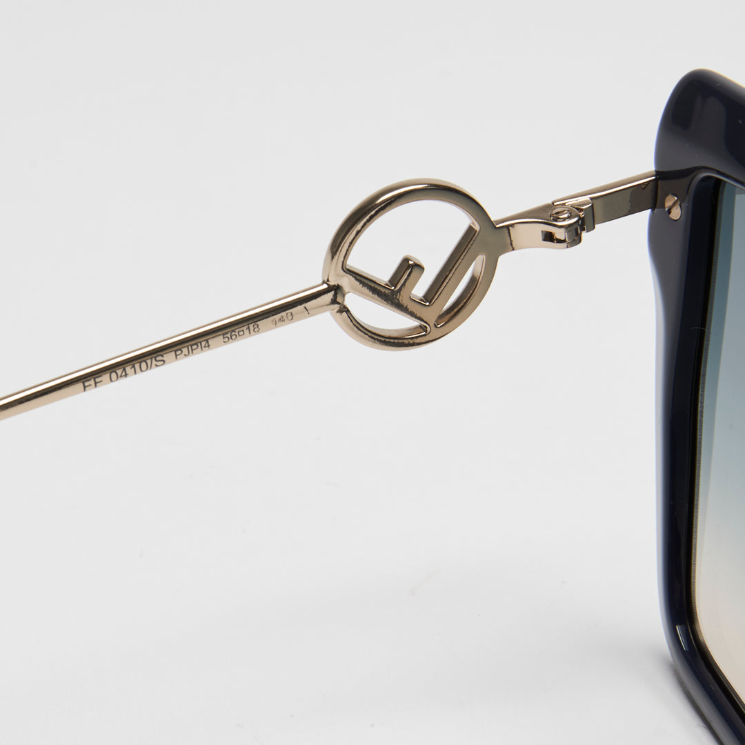 Fendi Navy Blue FF Gradient Square Frame Sunglasses