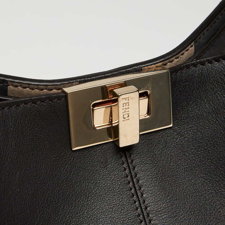 Fendi Dark Brown Vitello Seta Medium Peekaboo X-Lite Handbag