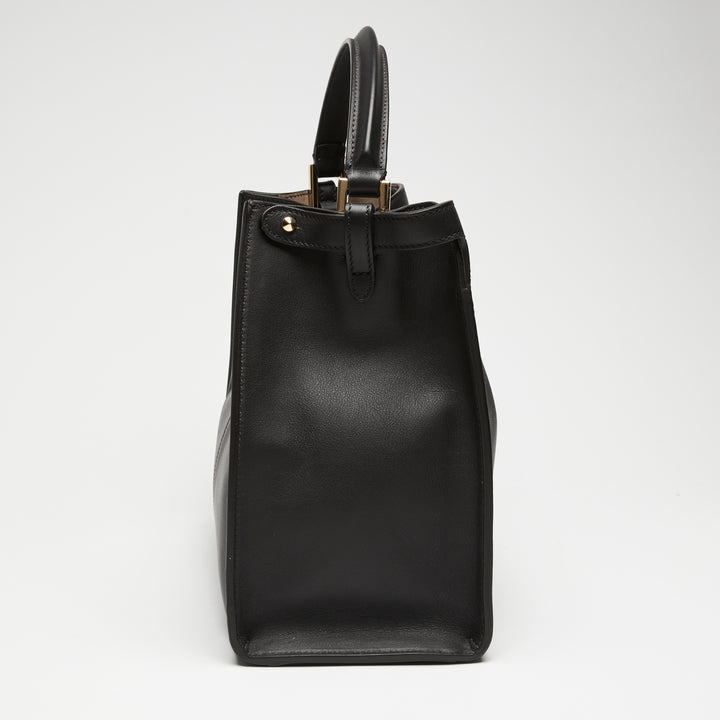 Fendi Dark Brown Vitello Seta Medium Peekaboo X-Lite Handbag