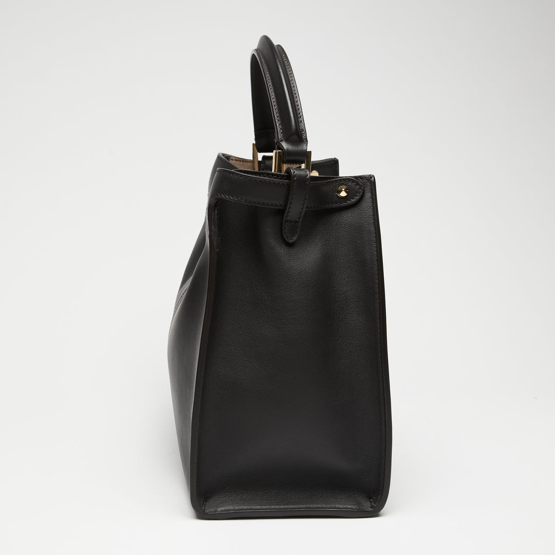 Fendi Dark Brown Vitello Seta Medium Peekaboo X-Lite Handbag