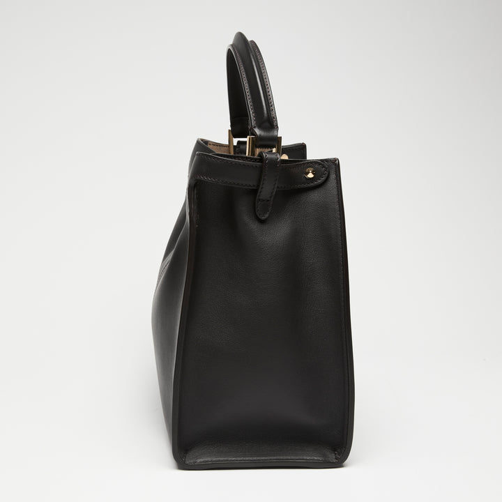 Fendi Dark Brown Vitello Seta Medium Peekaboo X-Lite Handbag