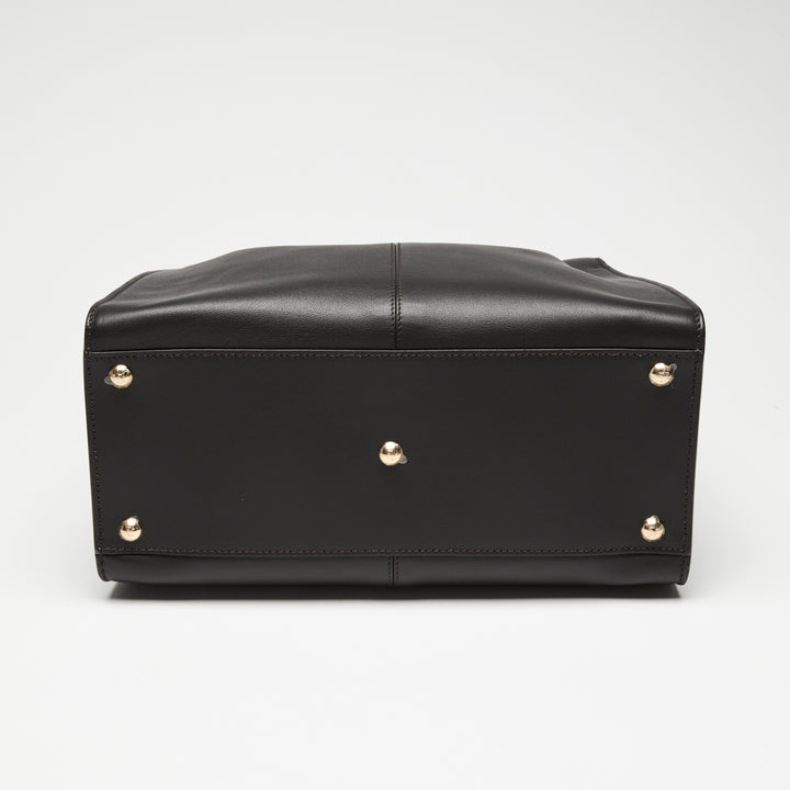 Fendi Dark Brown Vitello Seta Medium Peekaboo X-Lite Handbag