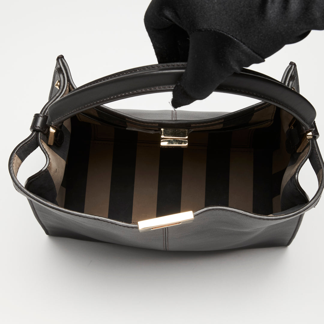 Fendi Dark Brown Vitello Seta Medium Peekaboo X-Lite Handbag