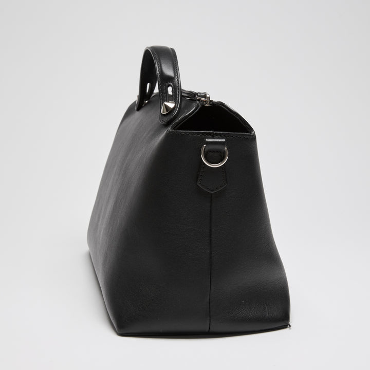 Fendi Black Nappa Calfskin Leather Large By the Way Boston Handbag