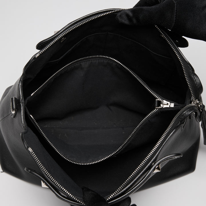 Fendi Black Nappa Calfskin Leather Large By the Way Boston Handbag