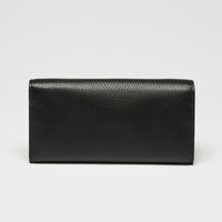 Ferragamo Black Calfskin Leather Gancini Wallet with Chain