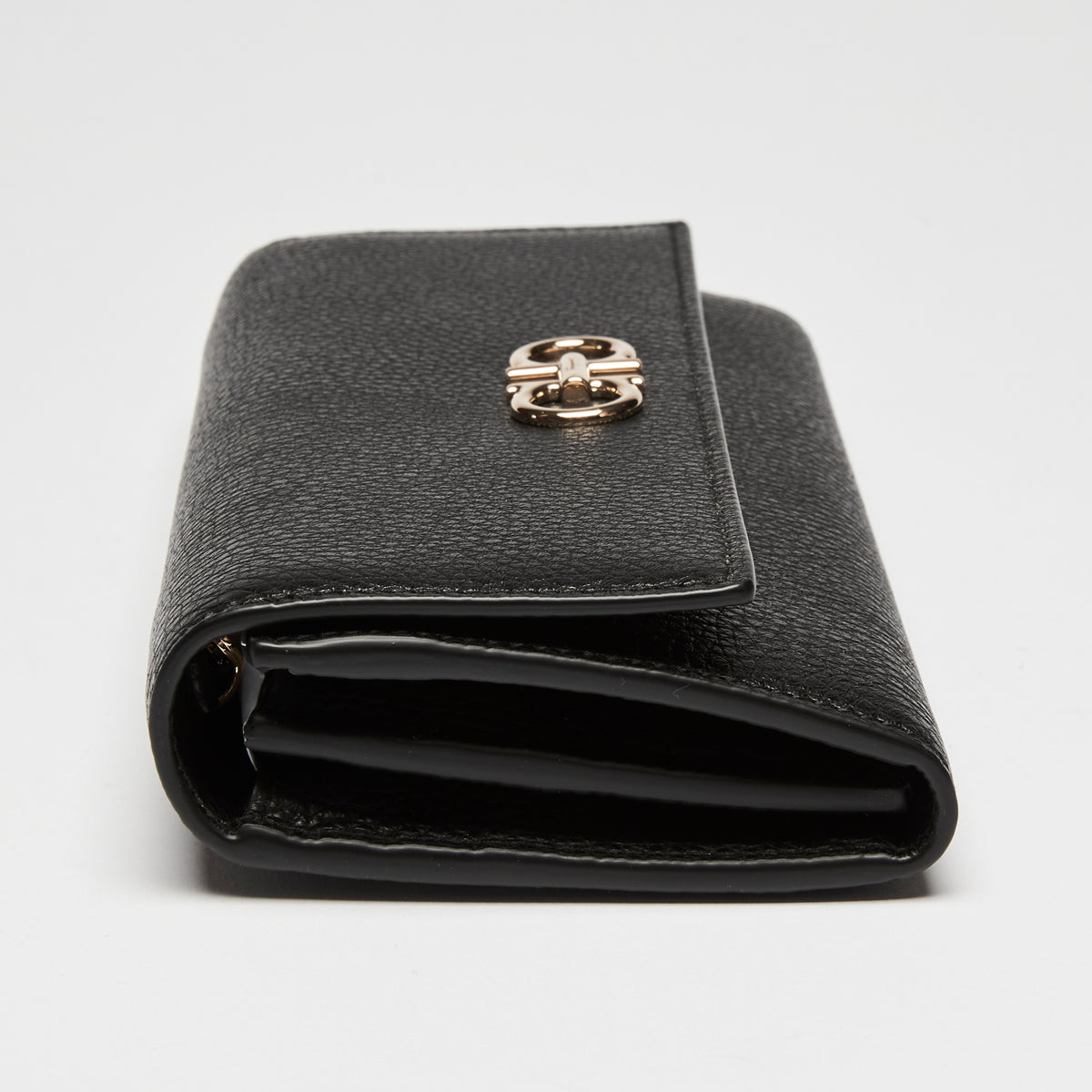 Ferragamo Black Calfskin Leather Gancini Wallet with Chain