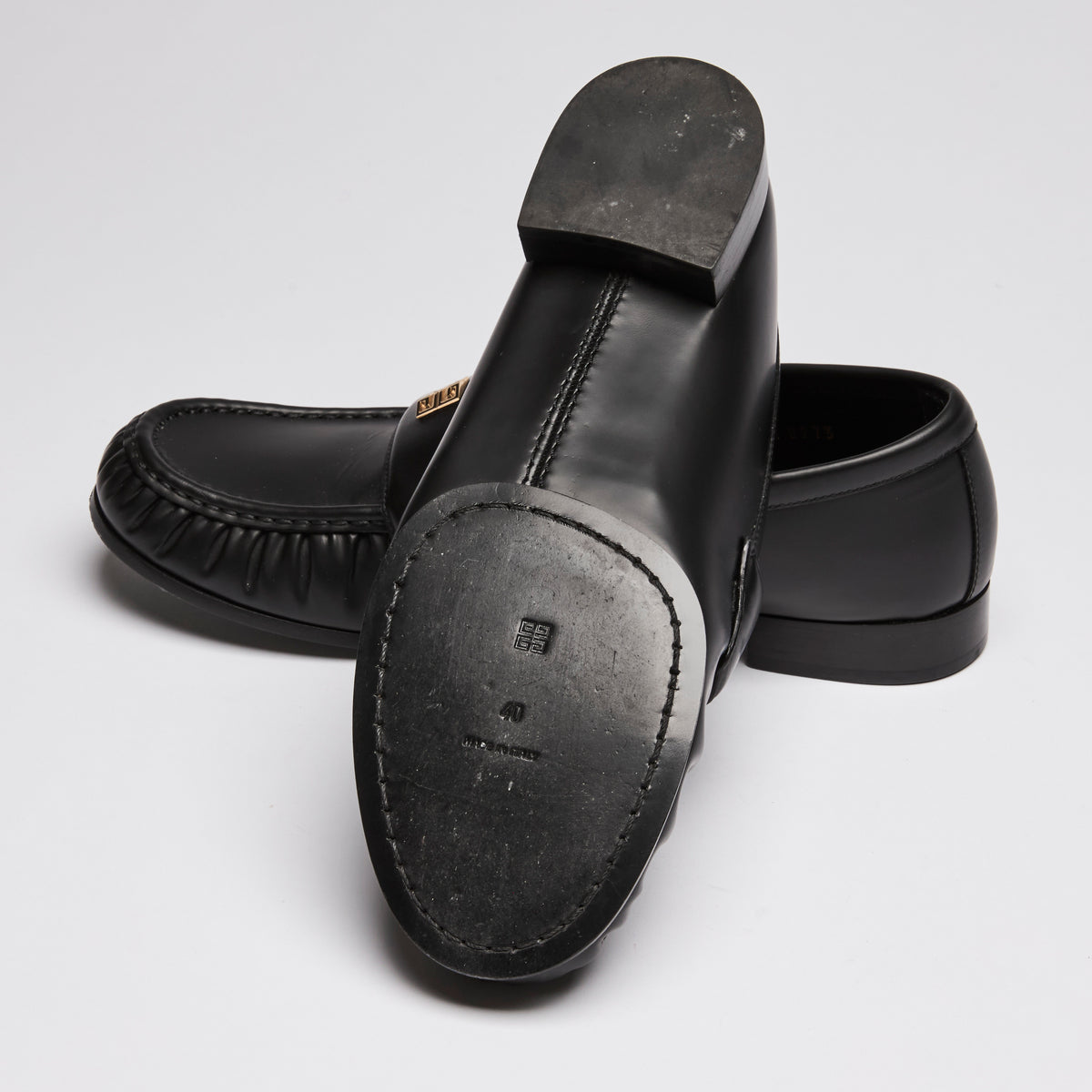Givenchy Black Brushed Leather Loafers Size 40