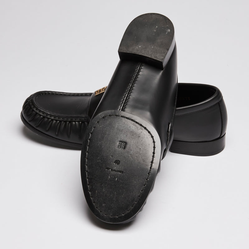 Givenchy Black Brushed Leather Loafers Size 40