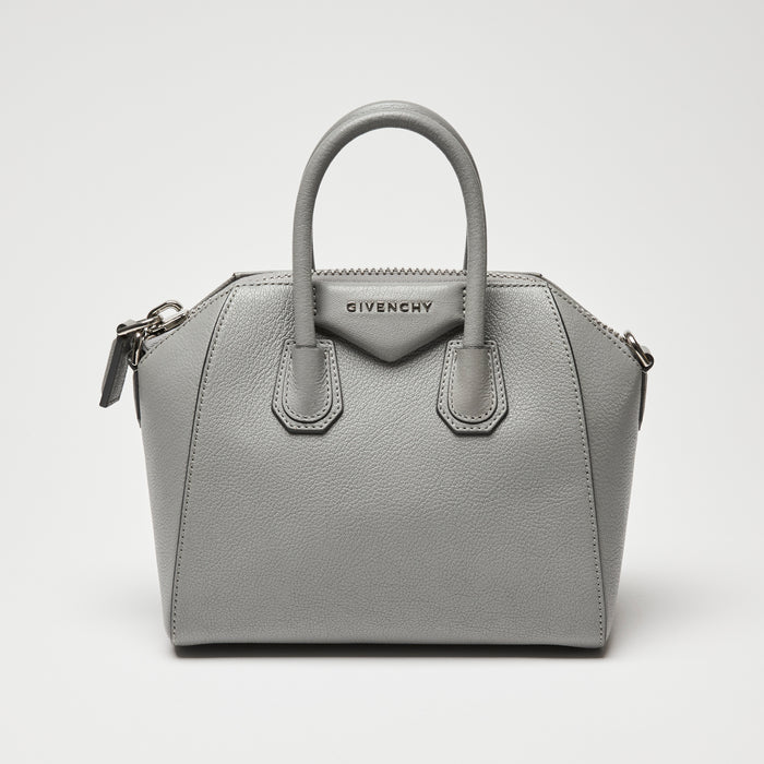 Givenchy Grey Grained Leather Mini Antigona Handbag