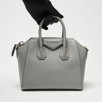 Givenchy Grey Grained Leather Mini Antigona Handbag