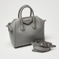 Givenchy Grey Grained Leather Mini Antigona Handbag
