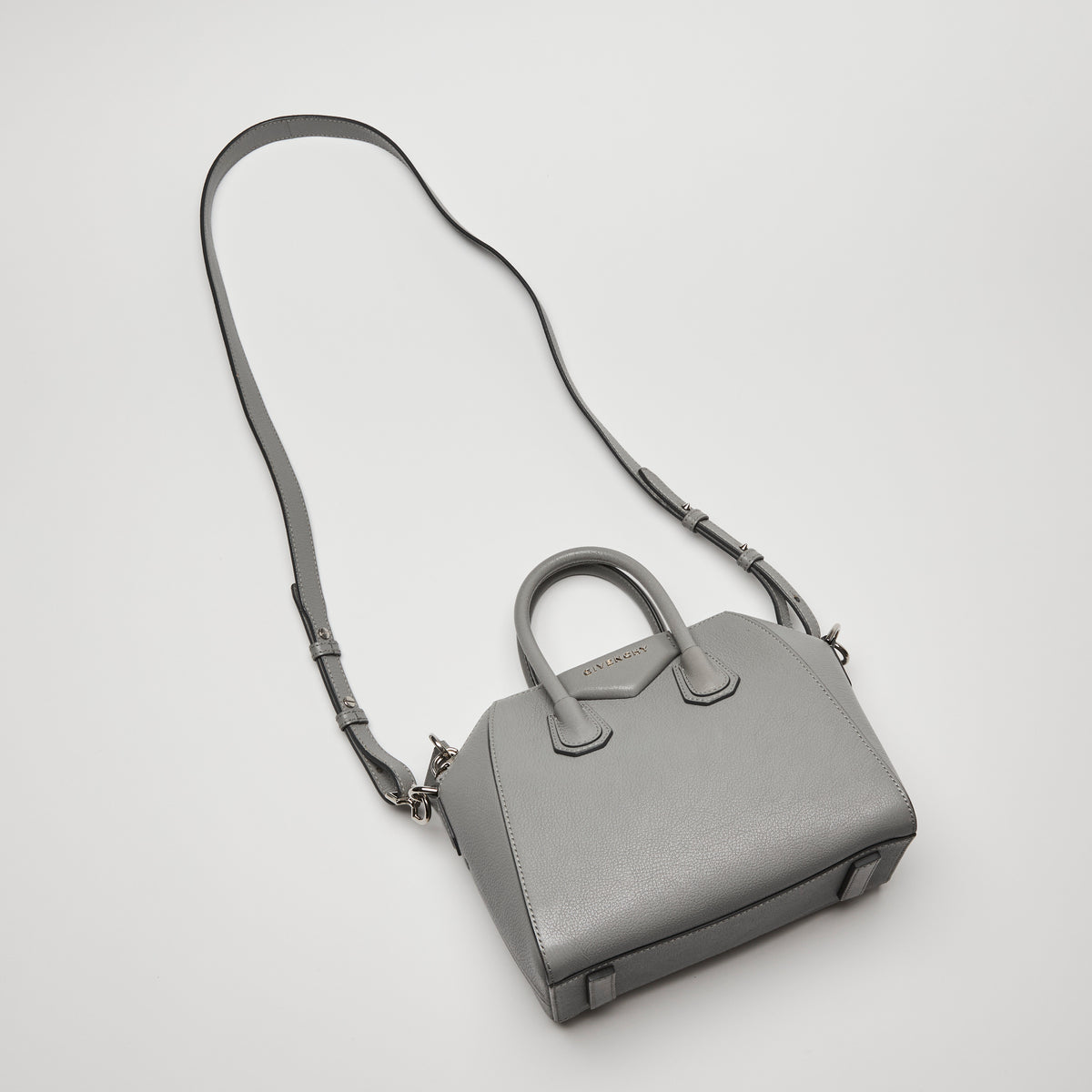 Givenchy Grey Grained Leather Mini Antigona Handbag