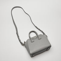 Givenchy Grey Grained Leather Mini Antigona Handbag