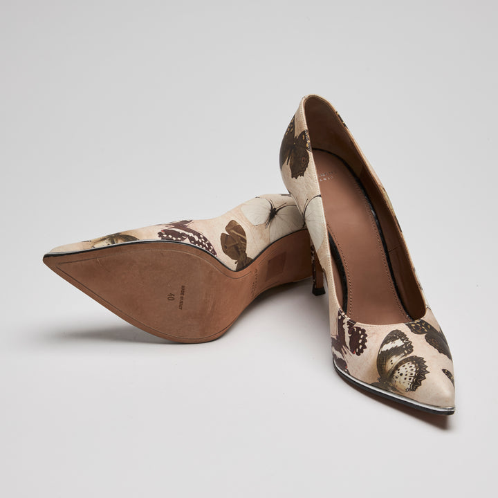 Givenchy Beige Calf Leather Lia Butterfly Print Pumps Size 40