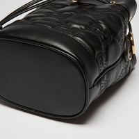 Gucci Black Embossed GG Monogram Leather Bucket Bag