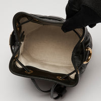 Gucci Black Embossed GG Monogram Leather Bucket Bag