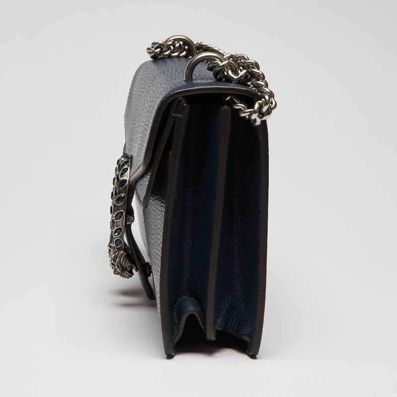 Gucci Navy Grained Leather Medium Dionysus Shoulder Bag