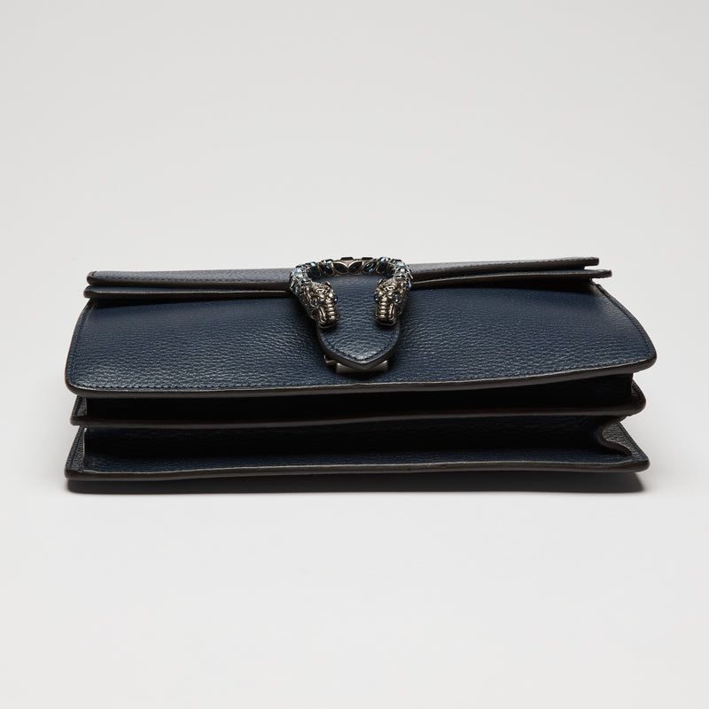 Gucci Navy Grained Leather Medium Dionysus Shoulder Bag