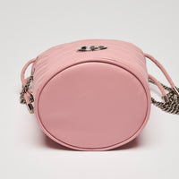 Gucci Pink Grained Leather Chevron Bucket Bag