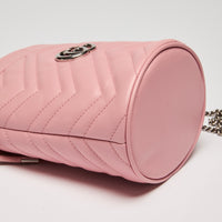 Gucci Pink Grained Leather Chevron Bucket Bag