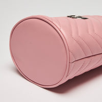 Gucci Pink Grained Leather Chevron Bucket Bag